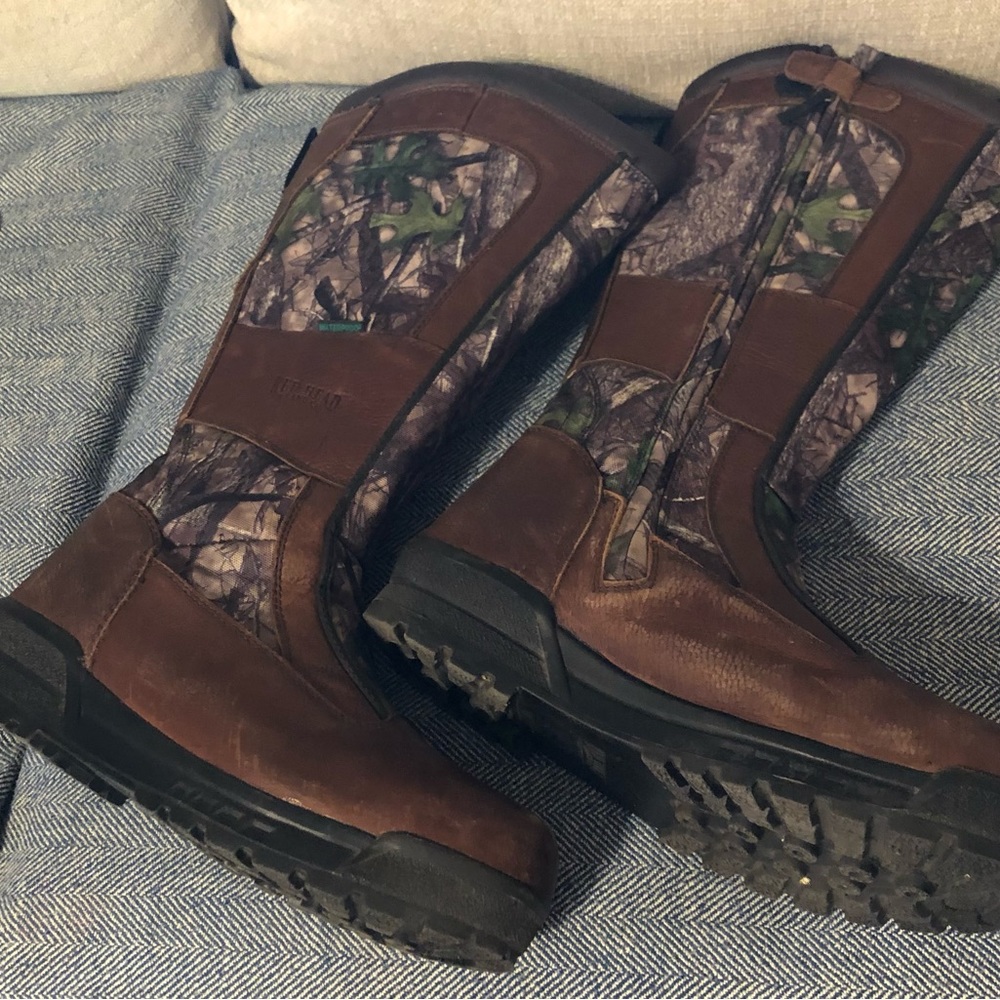 Size 13 snake boots. Redwings camouflage.